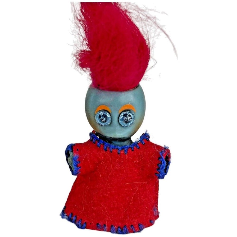 Vintage‎ 1964 L Khem Blue Moon Goon Spooky Alien Troll Doll Blue Eyes Felt Shirt